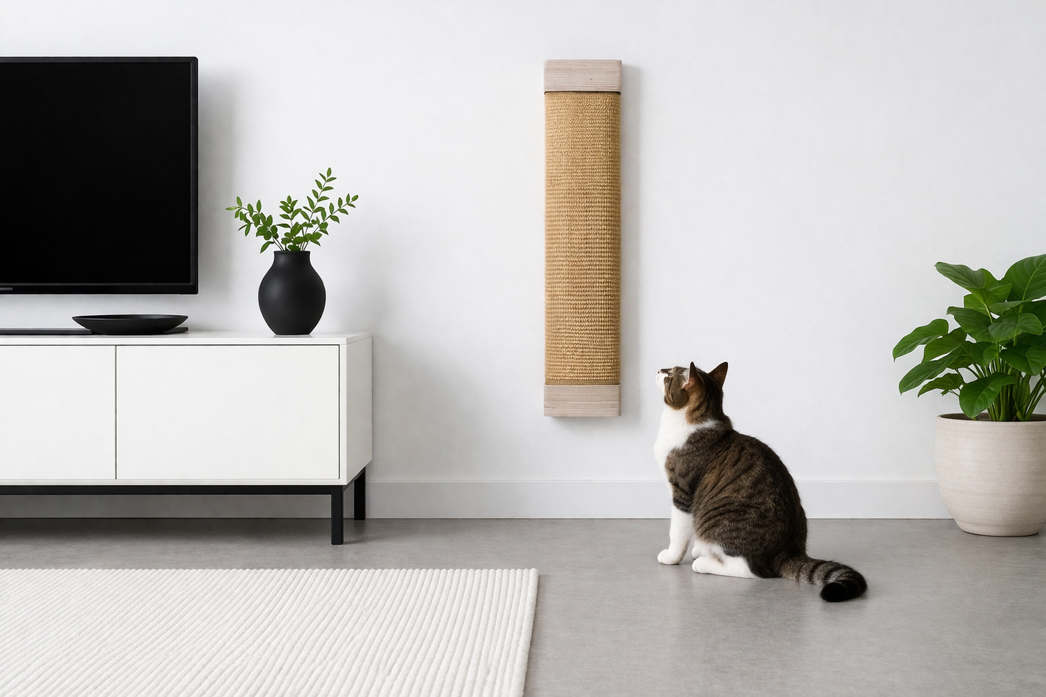 NERO wall mounted cat scratcher with replaceable sisal mat by 7 Ruby Road