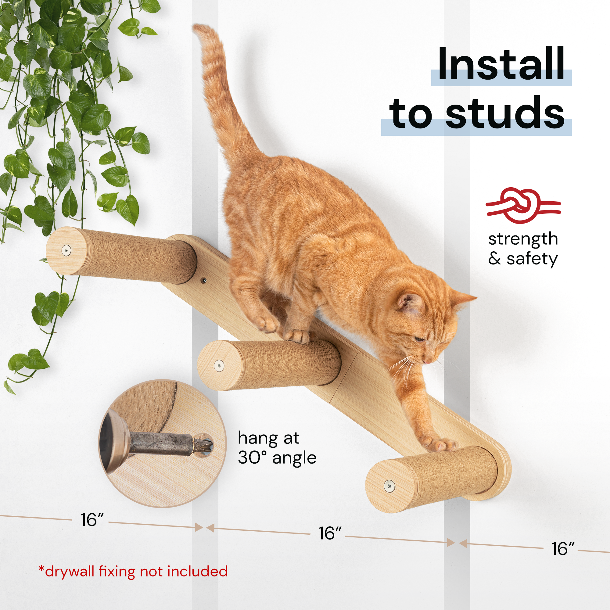 3 Step Cat Wall Stairs - HOPPA