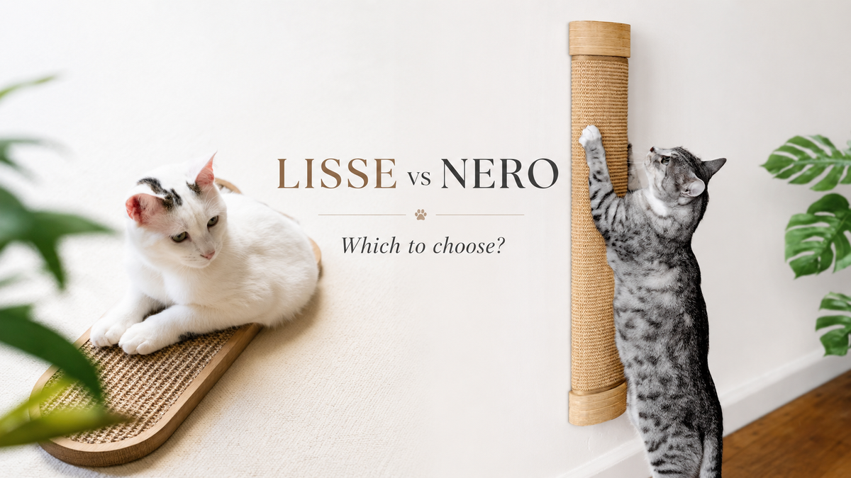 7 Ruby Road LISSE and NERO wall-mounted sisal cat scratchers shown side by side 